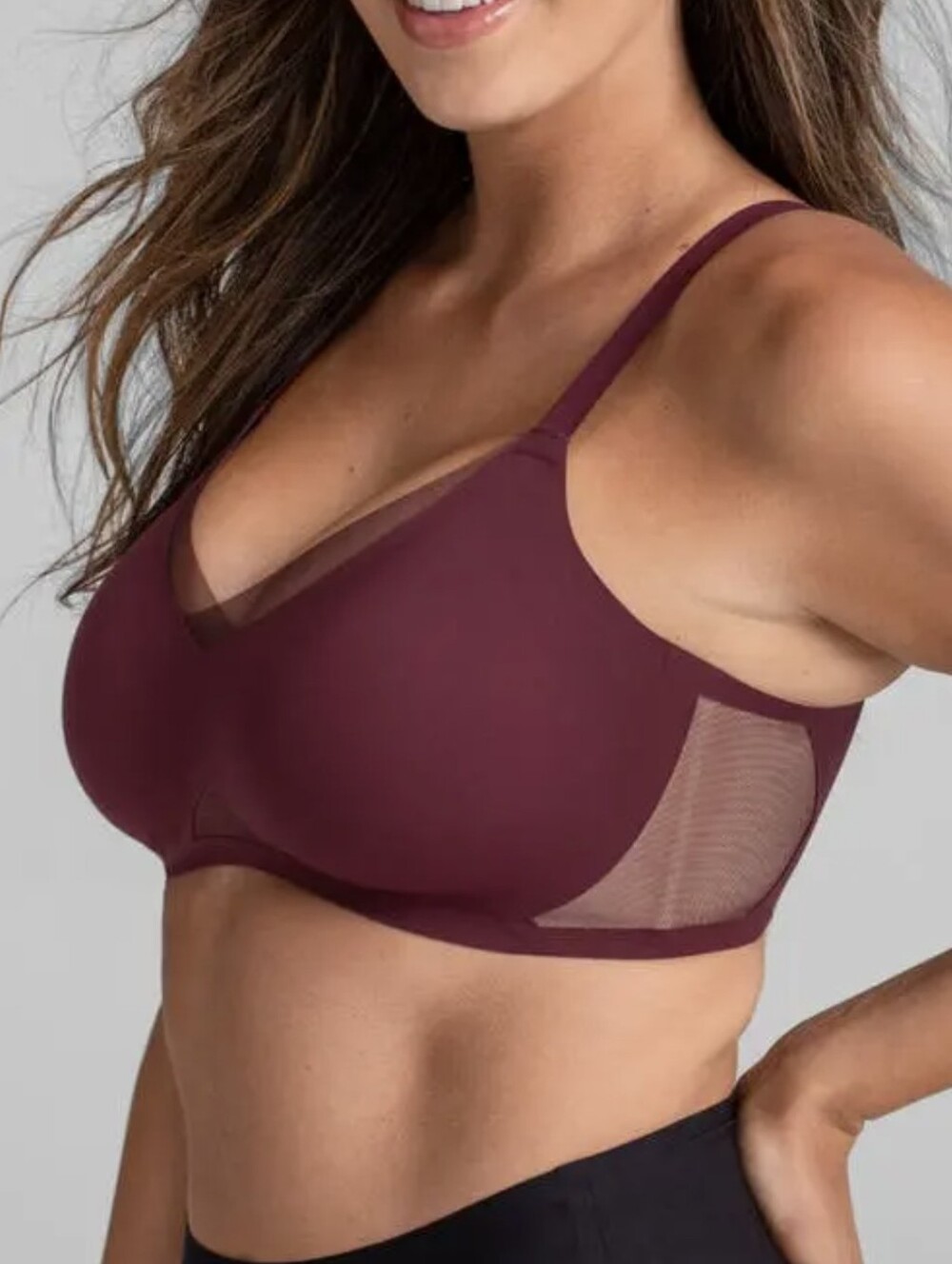 Honeylove Crossover Wireless Bra Sz XL Fig Burgundy Shapewear Seamless Comfort